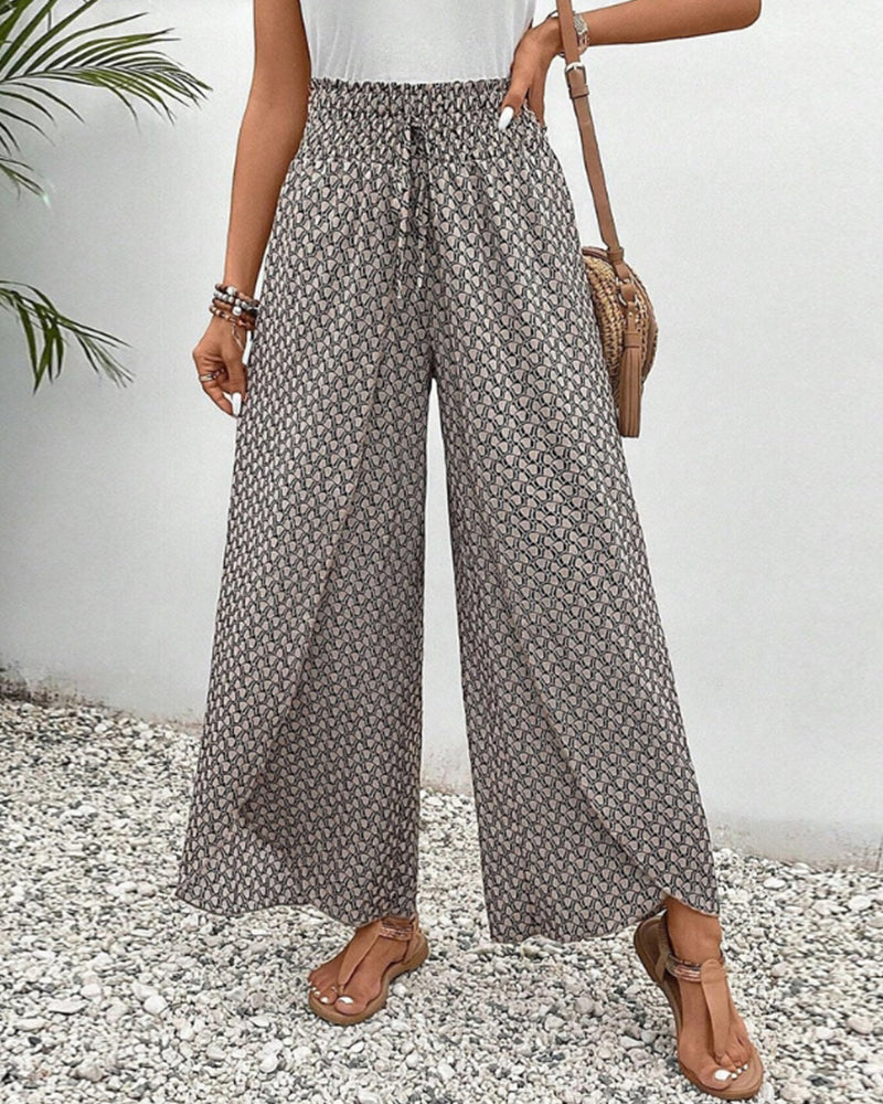 Sapphira Women's Summer Pants | Geometric Print, High Waist 0