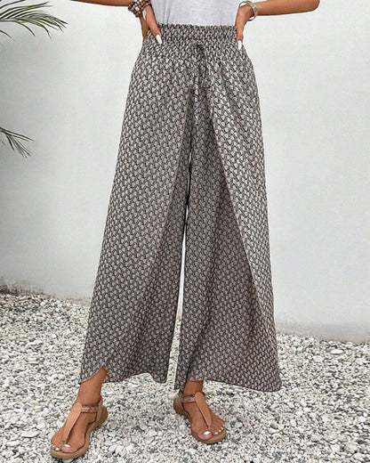 Sapphira Women's Summer Pants | Geometric Print, High Waist 2