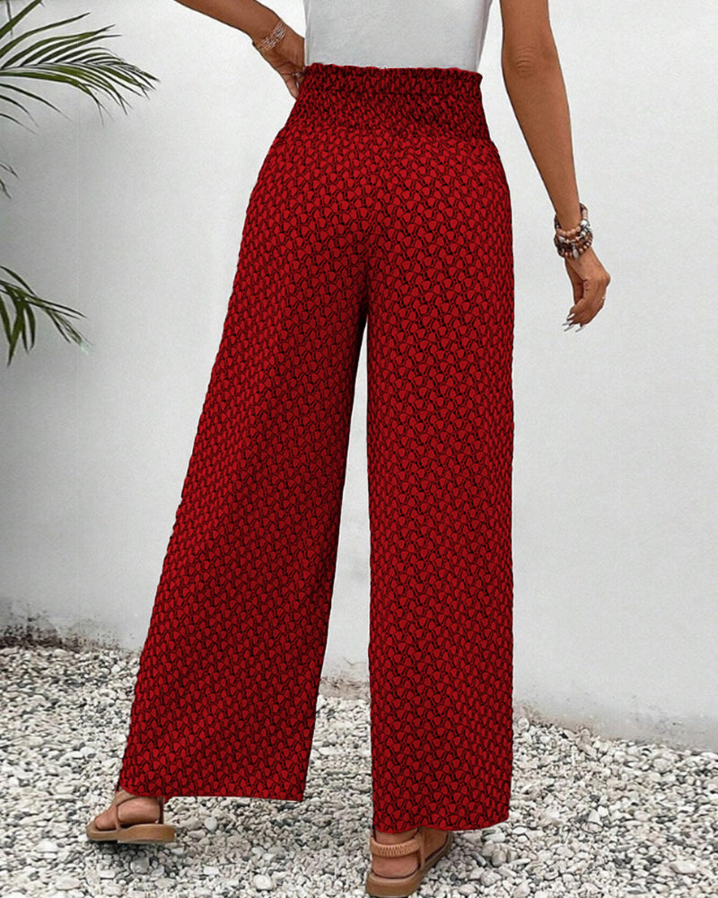 Sapphira Women's Summer Pants | Geometric Print, High Waist 7
