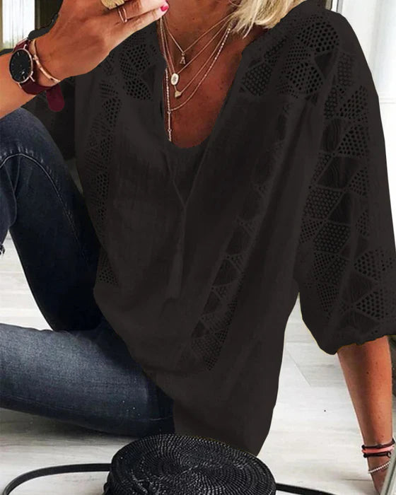 Sari Women's Blouse | Breathable Slit Neck Design, Summer Top 0