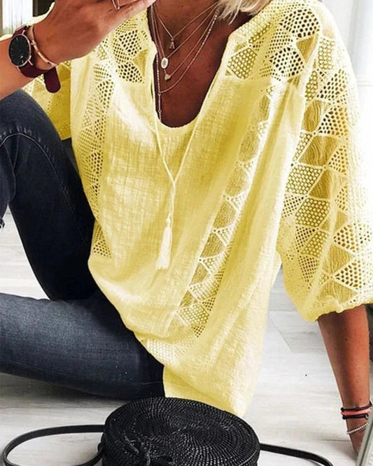 Sari Women's Blouse | Breathable Slit Neck Design, Summer Top 1