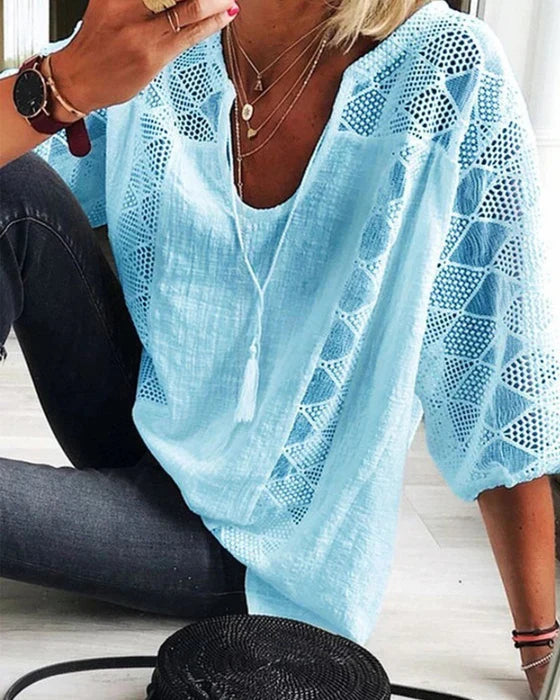 Sari Women's Blouse | Breathable Slit Neck Design, Summer Top 3