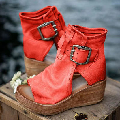 Saria Women's Wedge Sandals | Buckle Strap, Open Toe Design 1