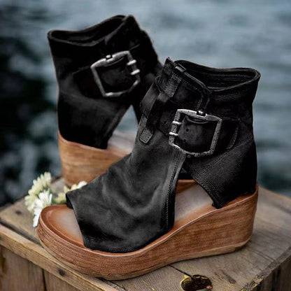 Saria Women's Wedge Sandals | Buckle Strap, Open Toe Design 2