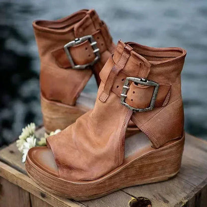 Saria Women's Wedge Sandals | Buckle Strap, Open Toe Design 3