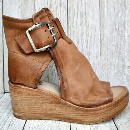 Saria Women's Wedge Sandals | Buckle Strap, Open Toe Design 8