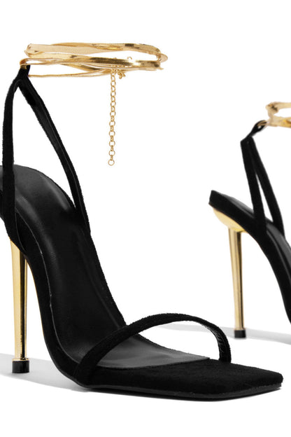 Sarina Women's Sandals | Metallic Gold Stiletto Heel, Ankle Strap 3