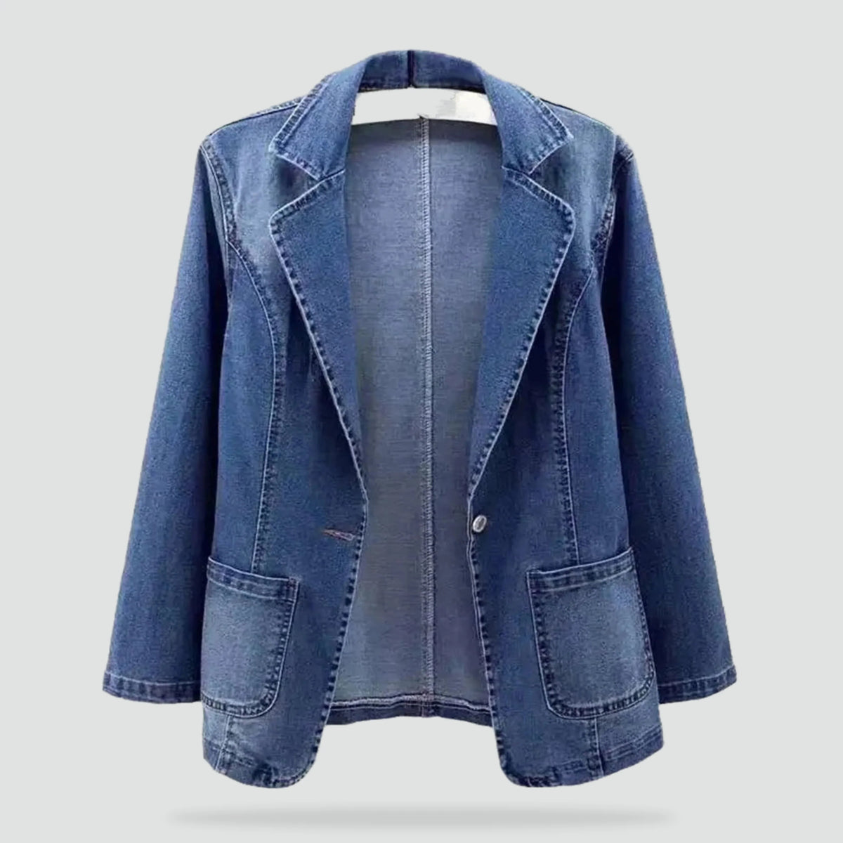 Sela Women's Denim Blazer | Oversized Fit, Pockets 0