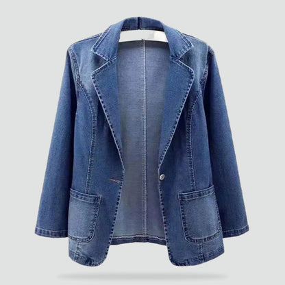 Sela Women's Denim Blazer | Oversized Fit, Pockets 0