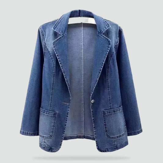 Sela Women's Denim Blazer | Oversized Fit, Pockets 0