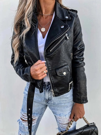 Sela Women's Leather Jacket | Faux Leather, Fitted Silhouette 0