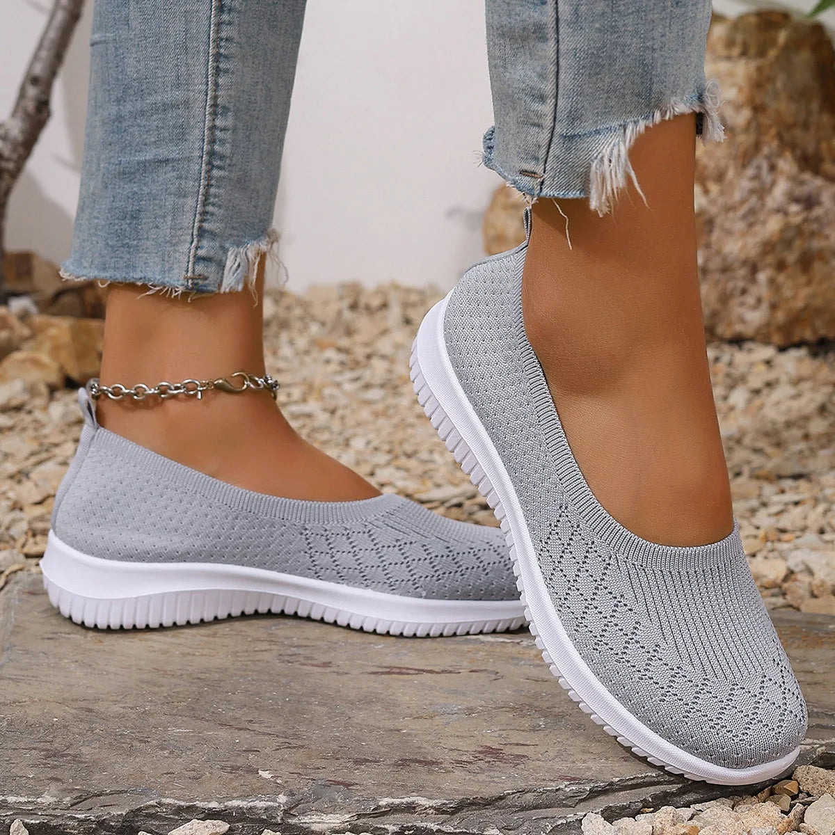 Sela Women's Slip-On Shoes | Breathable Knit Upper Closed Toe 0