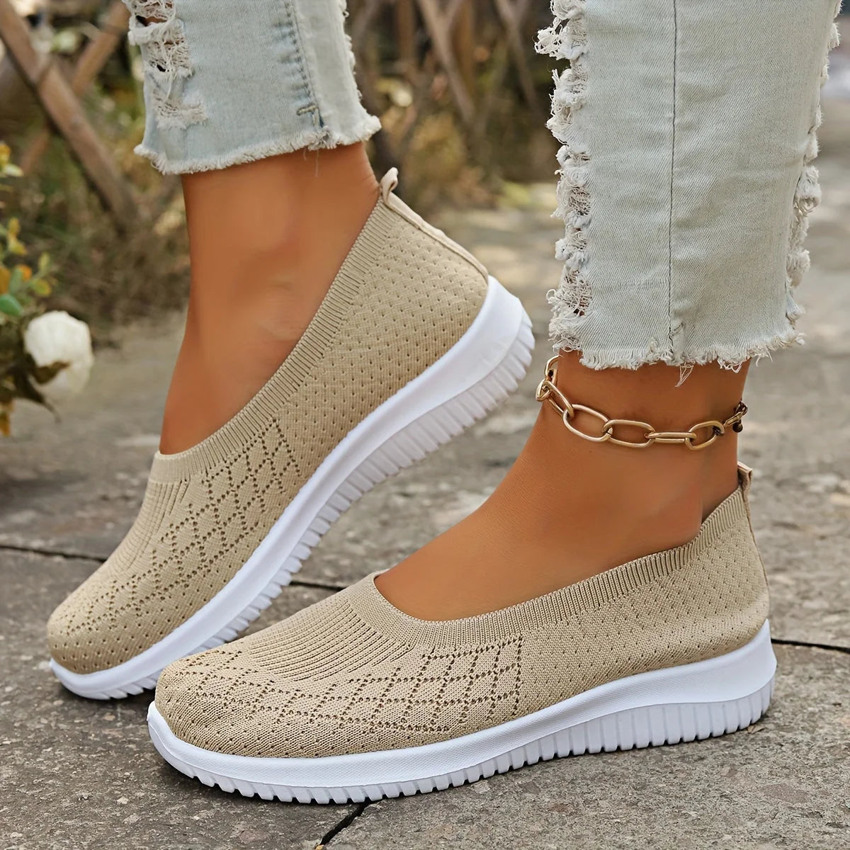 Sela Women's Slip-On Shoes | Breathable Knit Upper Closed Toe 1
