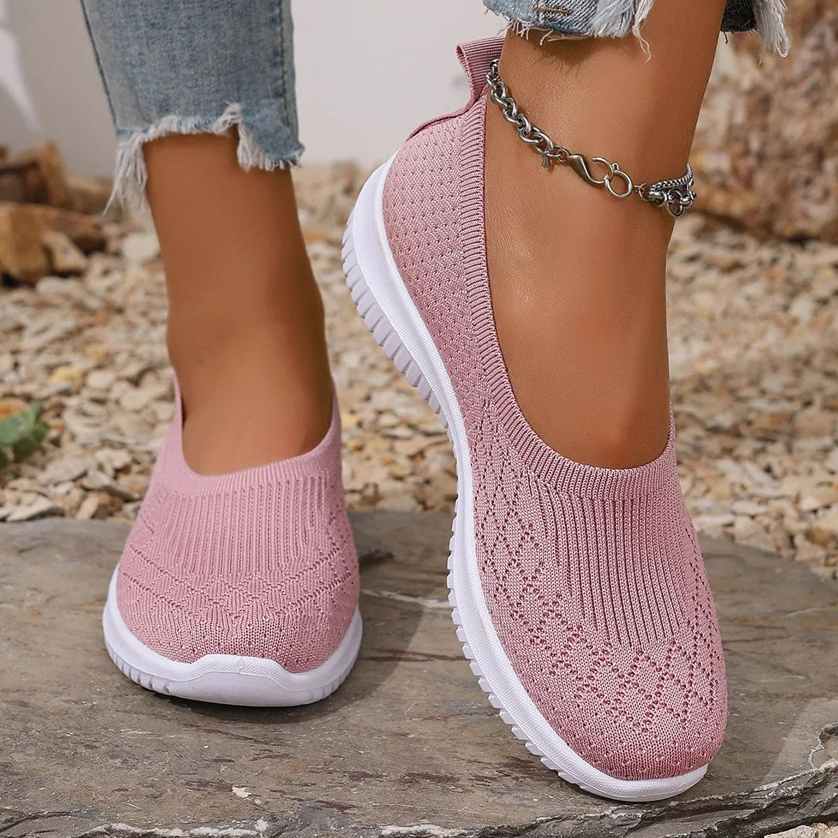 Sela Women's Slip-On Shoes | Breathable Knit Upper Closed Toe 2