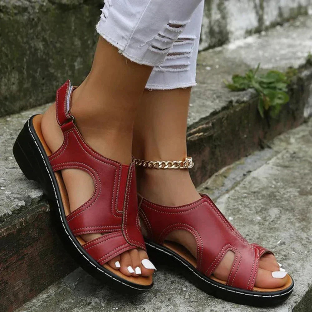 Sela Women's Wedge Sandals | Open Toe, Slingback Strap 2