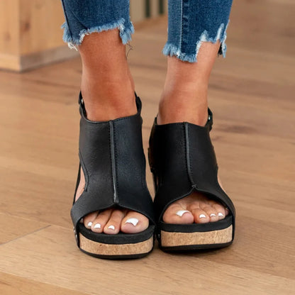 Sela Women's Wedge Sandals | Open Toe, Slingback Strap 4