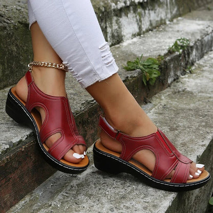 Sela Women's Wedge Sandals | Open Toe, Slingback Strap 7