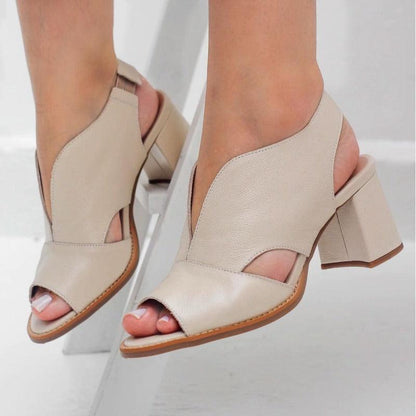 Selina Women's Sandals | Genuine Leather, Comfortable Mid-Heel 0