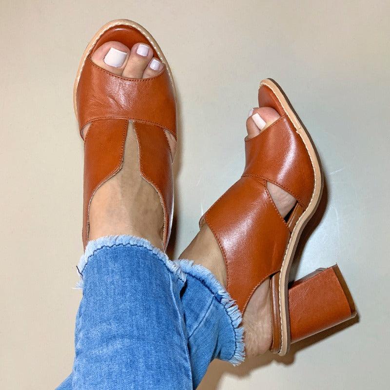 Selina Women's Sandals | Genuine Leather, Comfortable Mid-Heel 11