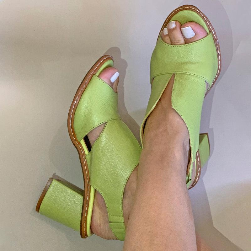 Selina Women's Sandals | Genuine Leather, Comfortable Mid-Heel 12