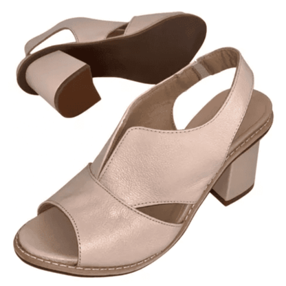 Selina Women's Sandals | Genuine Leather, Comfortable Mid-Heel 4