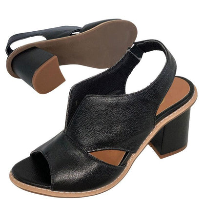 Selina Women's Sandals | Genuine Leather, Comfortable Mid-Heel 6