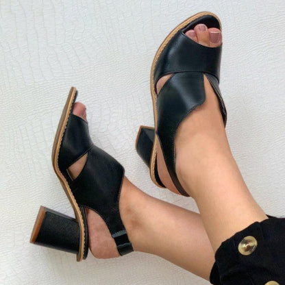 Selina Women's Sandals | Genuine Leather, Comfortable Mid-Heel 9