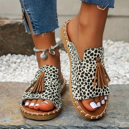 Sera Women's Slide Sandals | Open Toe, Tassel Detail 2