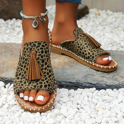 Sera Women's Slide Sandals | Open Toe, Tassel Detail 3