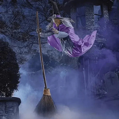 Seren Halloween Witch Decoration | Moving Wings, LED Eyes, Sound Effects 0