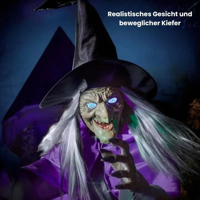 Seren Halloween Witch Decoration | Moving Wings, LED Eyes, Sound Effects 1