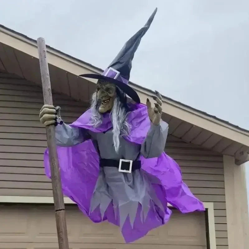Seren Halloween Witch Decoration | Moving Wings, LED Eyes, Sound Effects 3