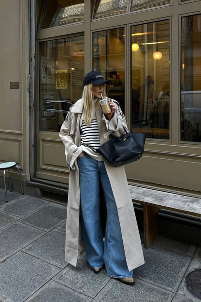 Seren Women's Trench Coat | Oversized Double-Breasted, Detachable Belt 1