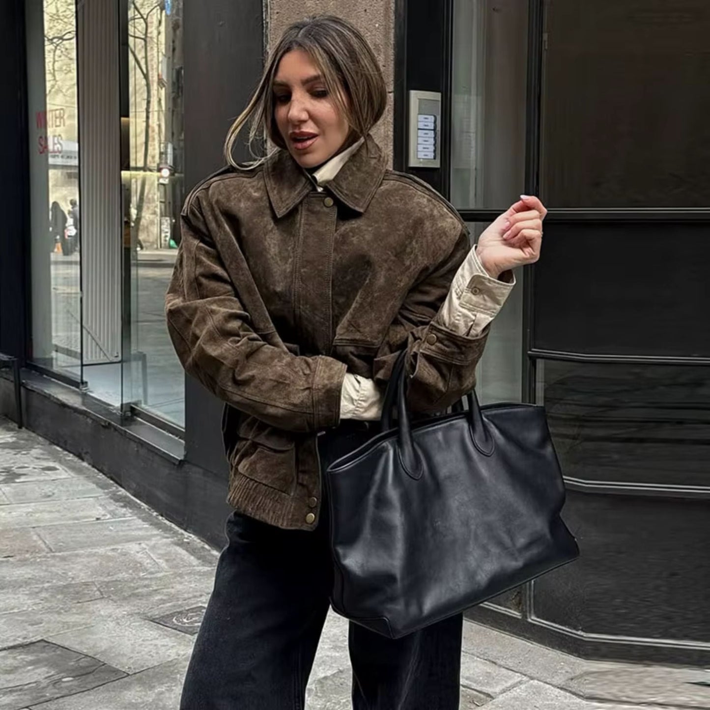 Shaheeda Women's Jacket | Oversized Suede, Vintage Style 4