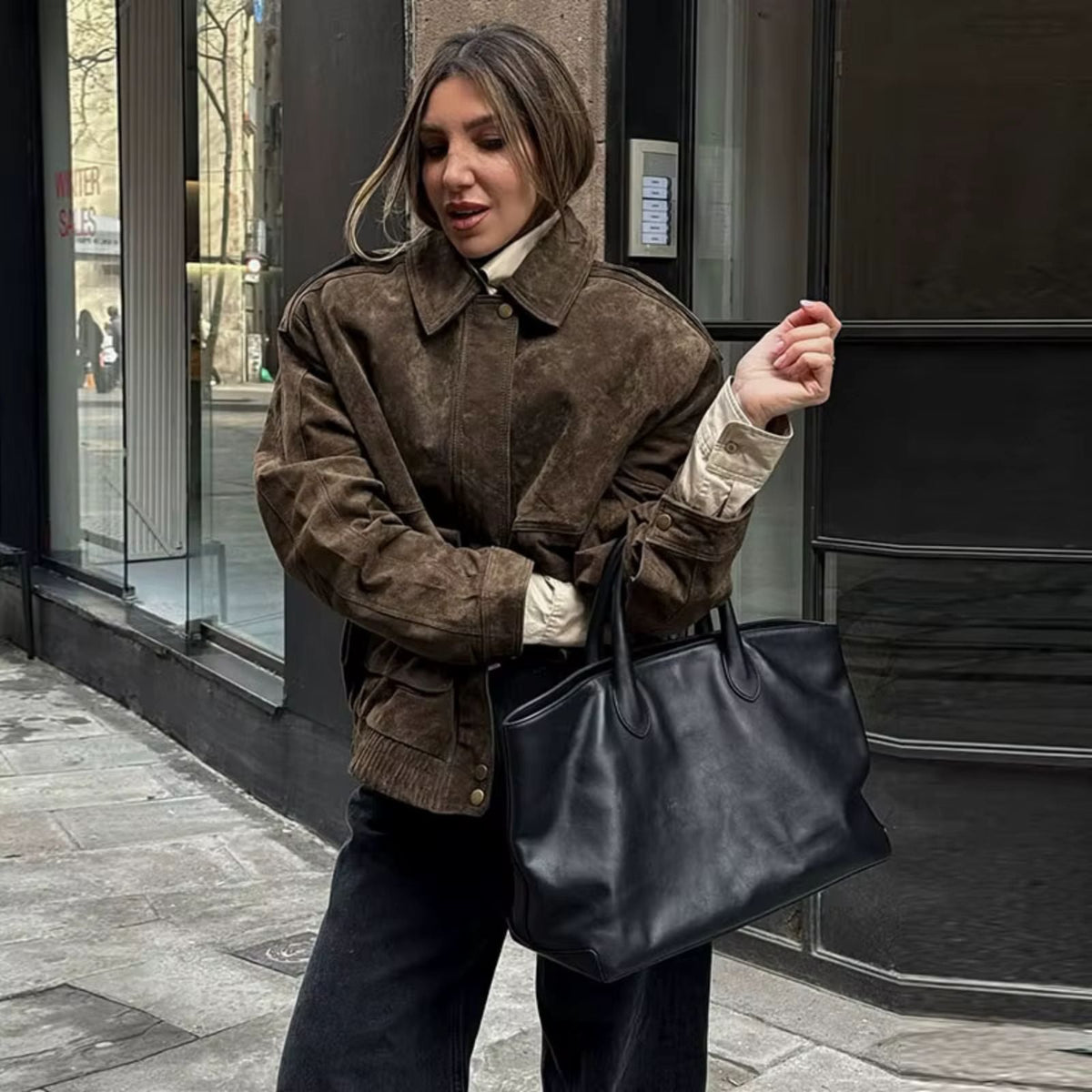 Shaheeda Women's Jacket | Oversized Suede, Vintage Style 4