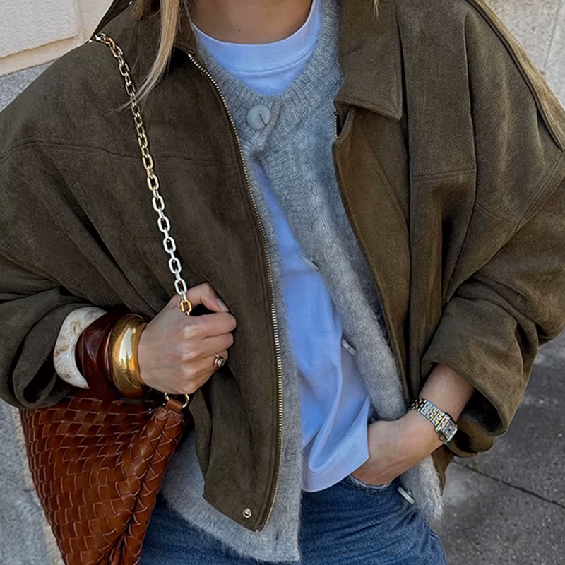 Shaheeda Women's Jacket | Oversized Suede, Vintage Style 6