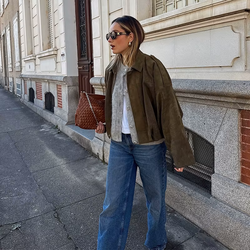 Shaheeda Women's Jacket | Oversized Suede, Vintage Style 8