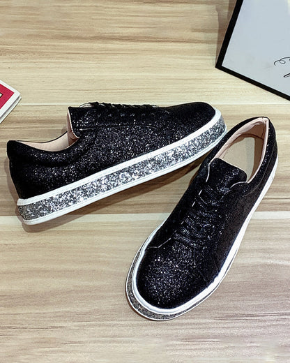 Sienna Women's White Sneakers | Glitter Detail, Casual Chic 2
