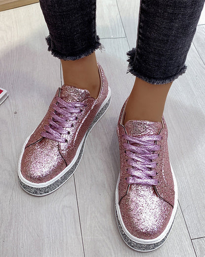 Sienna Women's White Sneakers | Glitter Detail, Casual Chic 4