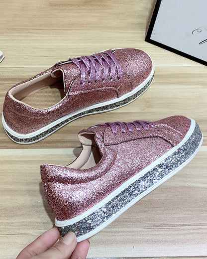 Sienna Women's White Sneakers | Glitter Detail, Casual Chic 5