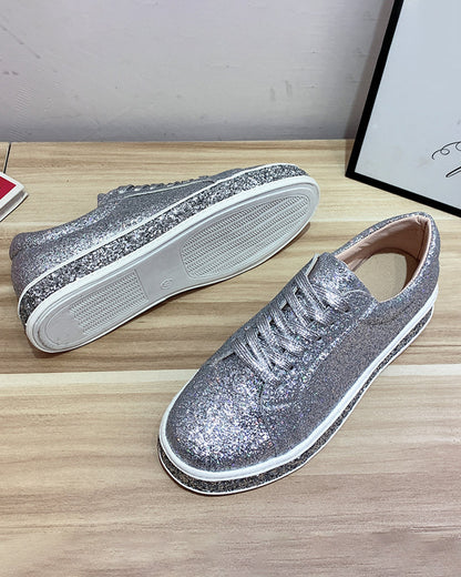 Sienna Women's White Sneakers | Glitter Detail, Casual Chic 6