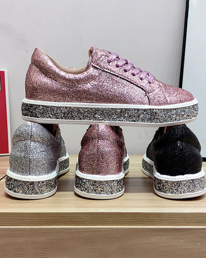 Sienna Women's White Sneakers | Glitter Detail, Casual Chic 7
