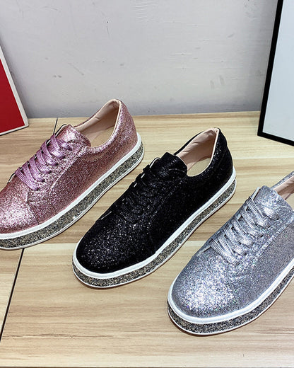 Sienna Women's White Sneakers | Glitter Detail, Casual Chic 8