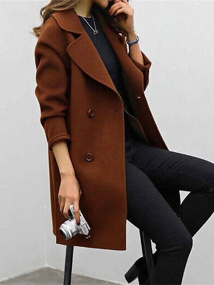 Sierra Women's Longline Wool Coat | Elegant Double-Breasted Trench Design 2