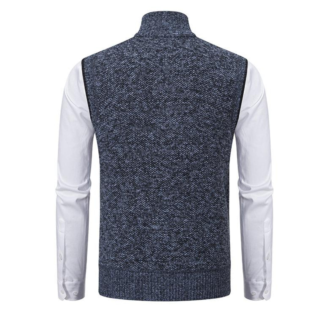 Sleek Men's Black Vest | Modern Knit Design, Versatile Layering 2