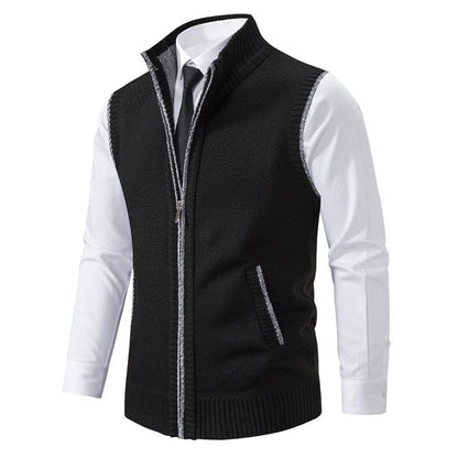 Sleek Men's Black Vest | Modern Knit Design, Versatile Layering 5