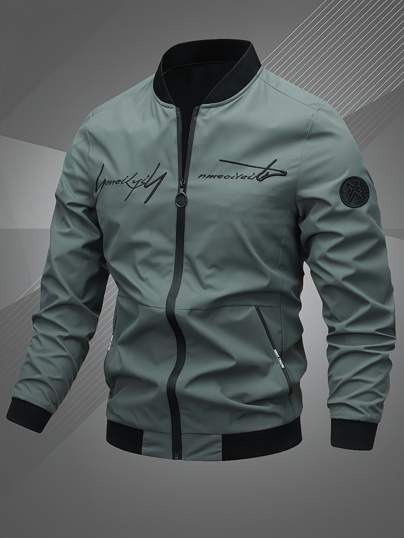 Sleek Men's Bomber Jacket | Modern Zip-Up Design 0