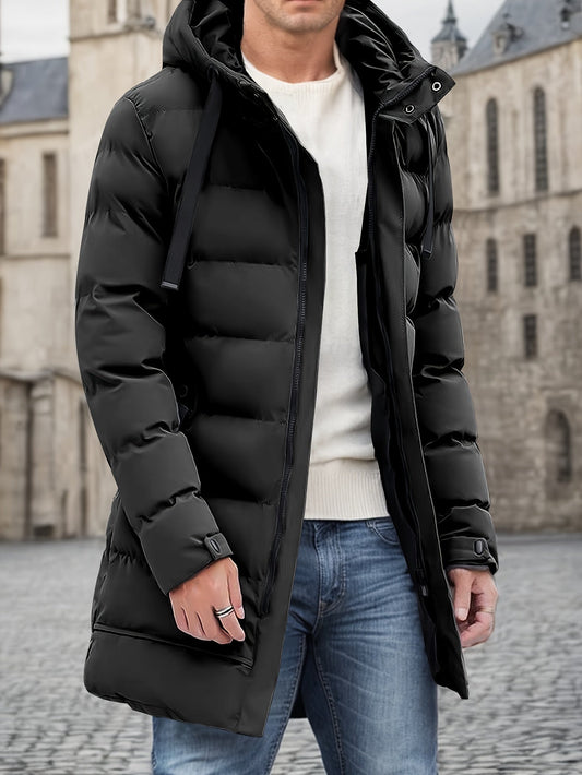 Sleek Men's Puffer Jacket | Adjustable Hood, Winter Essential 0