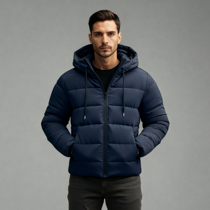 Sleek Men's Puffer Jacket | Quilted Design with Hood 0