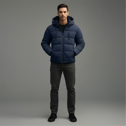Sleek Men's Puffer Jacket | Quilted Design with Hood 1